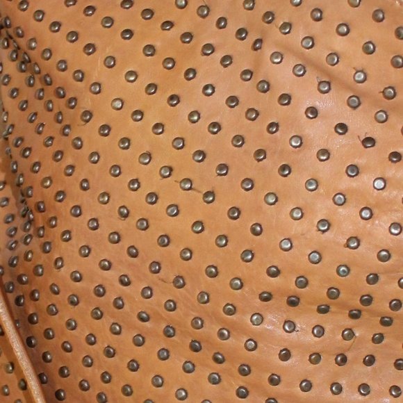 Platania Made In Italy Studded Leather Light Cognac Cross Body Shoulder … - Picture 8 of 11